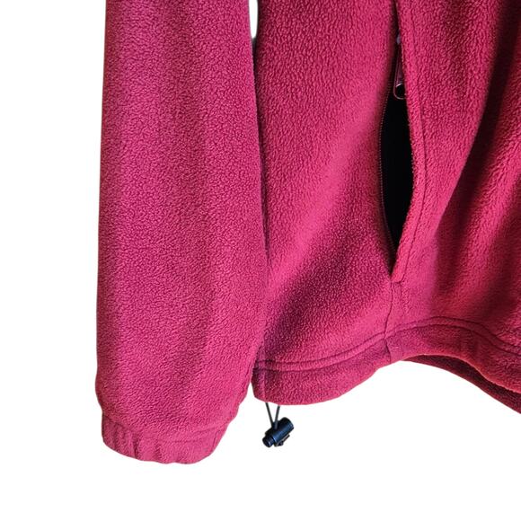 Columbia Full Zip Fleece Jacket Zippered Pockets Red Women's Medium - Picture 3 of 8